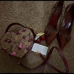 Coach cherry heart bag and heels