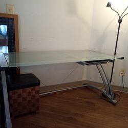 Very Nice Glass Smoke Top Table No Side Draw Very Nice