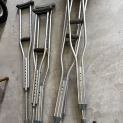 Lot of 4 Pairs – Adjustable Aluminum Crutches (Adult & Youth)