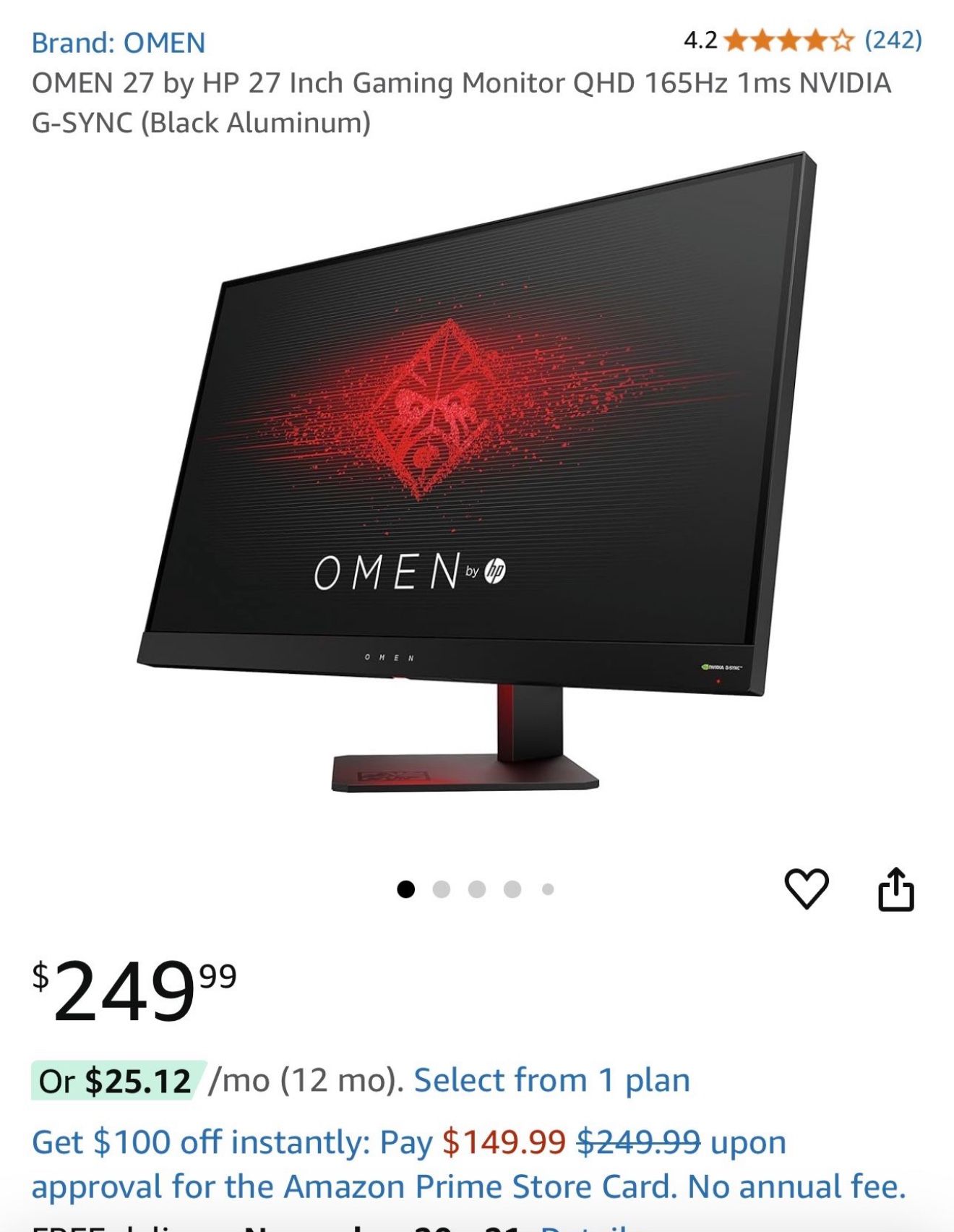 Hp omen 27 inch gaming monitor