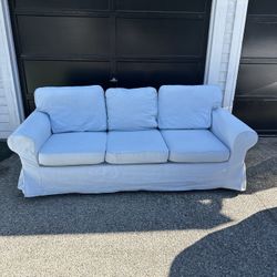 IKEA Ektorp Sofa & Chair Set – Light Blue Slipcovers – Good Condition
