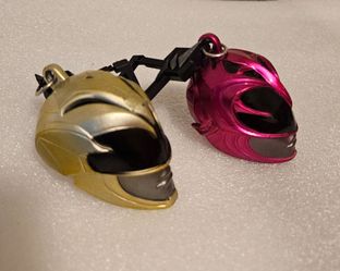 SET OF POWERANGERS PVC  HEAD/HELMET  KEYCHAIN CLIP CHARMS  PRE-OWNED