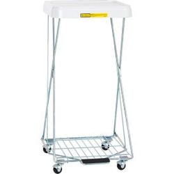 R&B WIRE PRODUCTS INC 697-2PK R&B Wire Products Rolling Healthcare Wire Hamper Stand w/ Foot Pedal 2 Pack, Steel, Zinc Finish