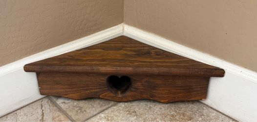 Vintage Wood Corner Shelf with Heart Cutout