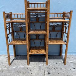 Antique Burnt Bamboo Plant Stand