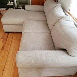 Super deep plush down feather memory foam grey sectional sofa couch with chaise 8' 6"!!!