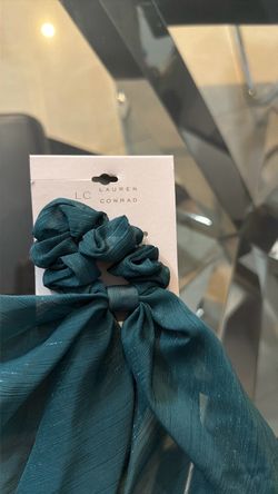 LC Lauren Conrad Teal Satin Bow Scrunchie