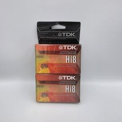 New TDK Hi8120 Premium Camcorder Video Cassette Tape MP120 Minutes Pack of 2 