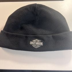 VTG Harley Davidson logo fleece black skullcap beanie adult OS - moto -USA MADE