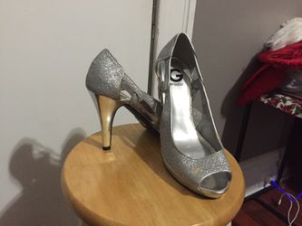 By Guess silver glittery high heels