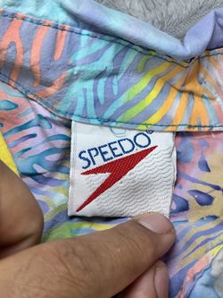Vintage Speedo men's Large water color multi color floral button-down shirt