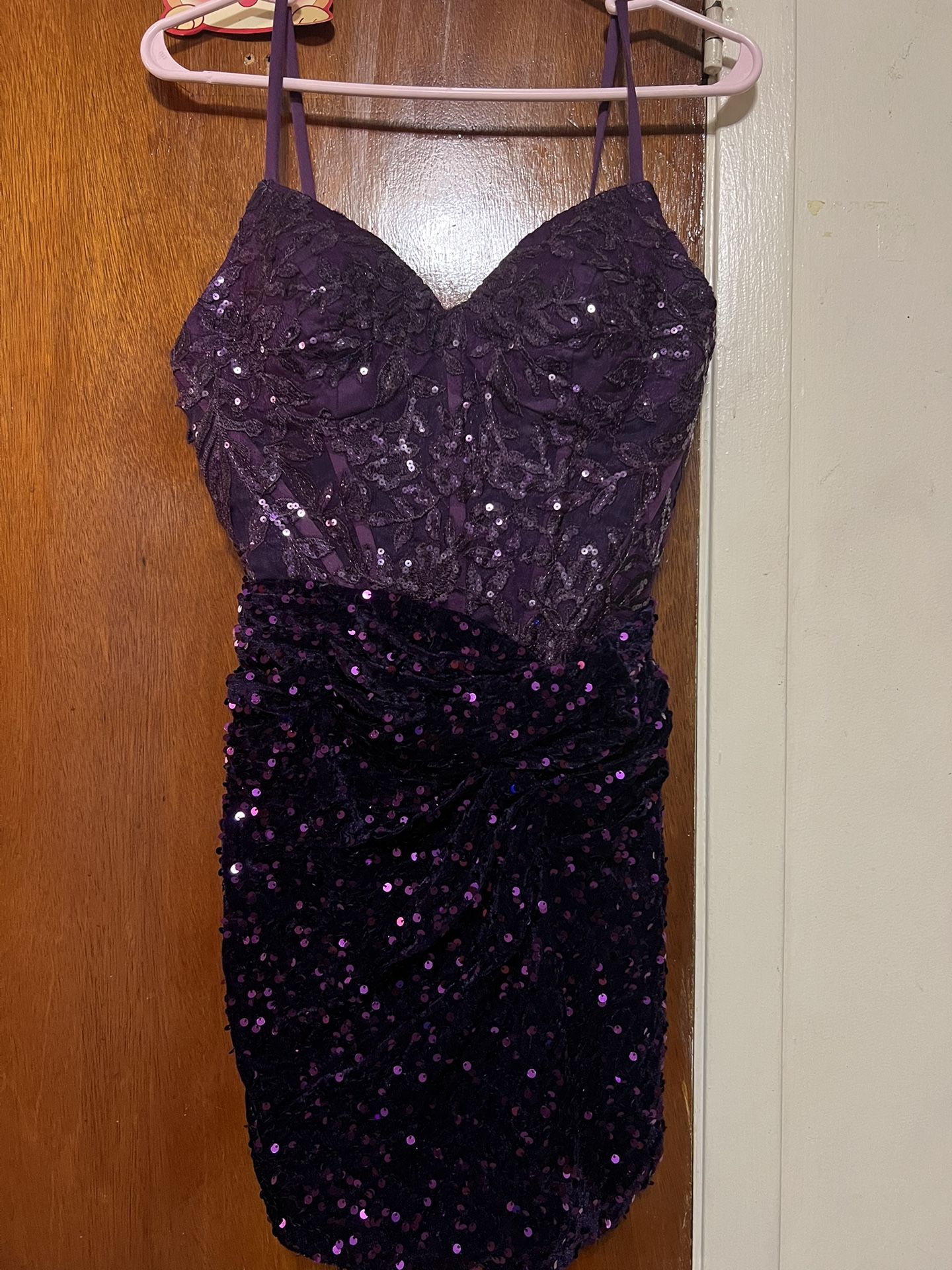 Purple Ruched Cocktail Dress