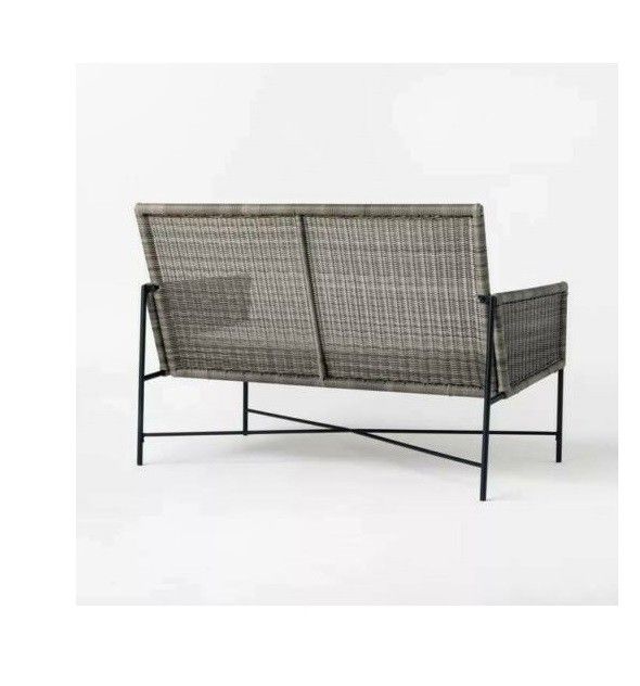 Wicker & Metal X Frame Patio Loveseat - Gray - Thresholdâ„¢ designed with Studio M
