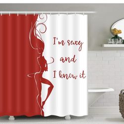 Sexy Girl Silhouette Shower Curtain Pin up Girl Groovy Gesture with Long Hair Art Design 72x72