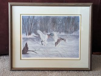 Vintage 1982 L M Neil Signed Ltd Ed 139/150 “The Landing” Duck 26¼"x21¾" Framed