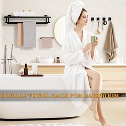 Alise Towel Rack for Bathroom,Large Towel Holder Towel Shelf with Double Towel Bars for Bathroom Lavatory,SUS 304 Stainless Steel Wall Mount Towel Han