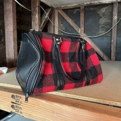 Leather And Checkered Dog Bag 