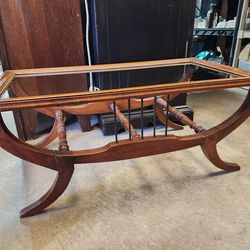 MCM Glass top coffee table 
37.25"w x 19.25"d x 16.5"h