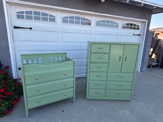 Sage green changing table and dresser