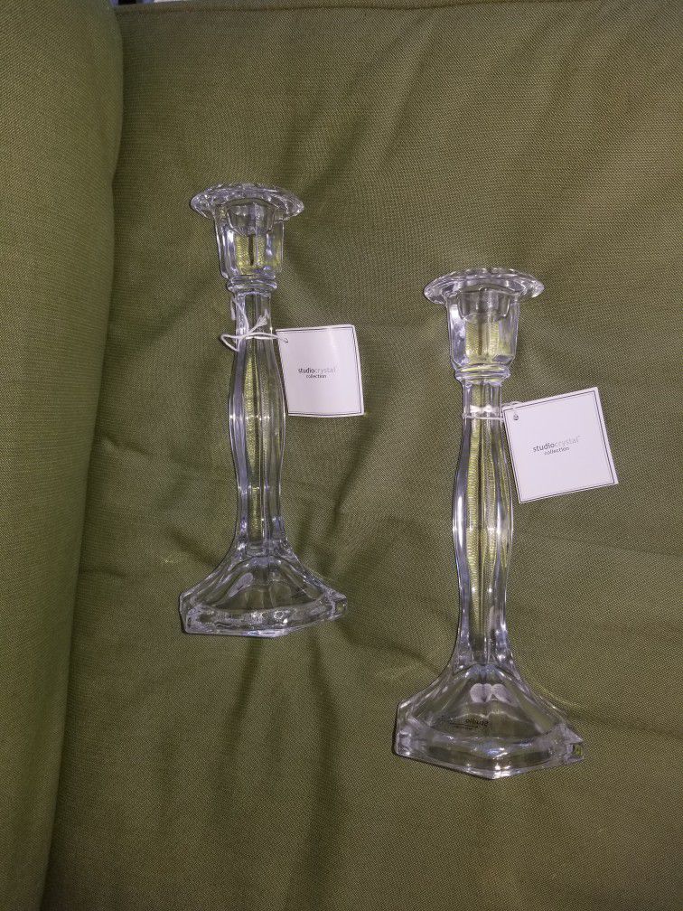 2 Crystal candle holders 