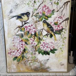 Antique Abstract Oil Painting Signed Lee Reynolds 40.5”Lx51”H