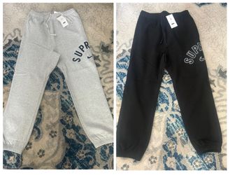 Grey and Black Nike x Supreme Sweatpants
