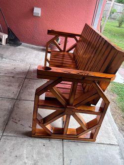 Handmade Wooden Wagon Wheel Bench