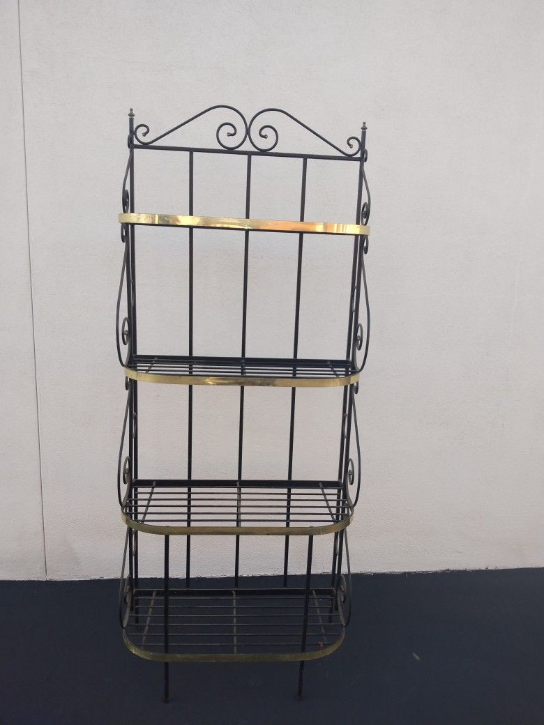 Metal Plant Rack With Gold Trimming