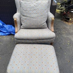Vintage Arm Chair and Ottoman Set
