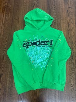 Green rhinestone web OG V2 sp5der hoodie