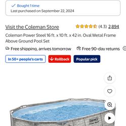 16 ft. x 10 ft. x 42 in. Oval Metal Frame Above Ground Pool