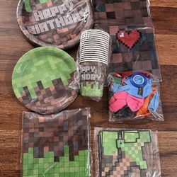 Minecraft birthday party decorations.