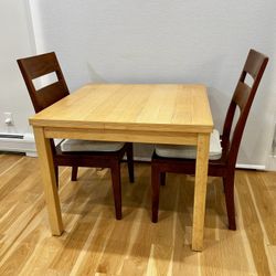 Crate & Barrel Solid Wood Dining Chairs