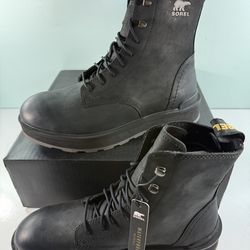 Used Sorel Women's Black Jet Logo Graphic Hi-Line Lace Waterproof Boots - size 9