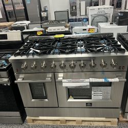 48’ Inches Wide FORNO GAS STOVE!!! AIR FRYER!!! Convection Oven!!! DOUBLE OVEN!!! STAINLESS STEEL BRAND NEW!!! 8 Burners With Grilled!!!!