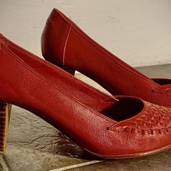 Calico Leather High Heels, Size 7 1/2