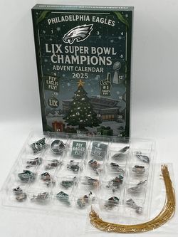 NFL Philadelphia Eagles LIX Super Bowl Champions Advent Calendar 2025 Acrylic Ornaments 24 Pieces