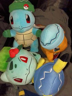 Pokemon plush new with tags holiday Christmas Bulbasaur squirtle Charmander Pikachu