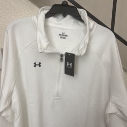 WOMENS UNDER ARMOUR HALF ZIP PULLOVER SWEAT SHIRT JACKET  2XL WHITE NEW