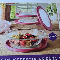 JUEGO DE 4 PLATOS HONDOS CON TAPA PRINCESS HOUSE 🌷🍒