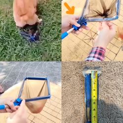 Dog poop scooper, a convenient tool for picking up dog waste, one-button bag disposal, perfect for walking your dog, is foldable