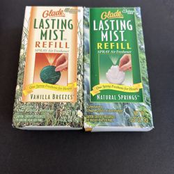 Glade lasting Mist refill, vanilla breezes, and natural springs .32 ounce discontinued lot of two