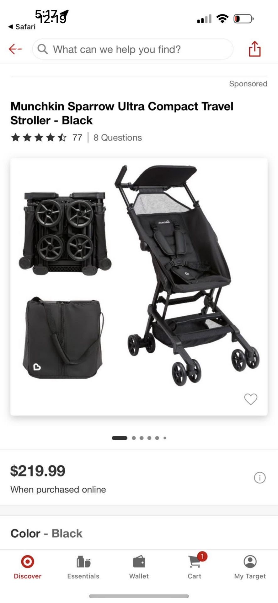 Munchkin Sparrow Ultra Compact Travel Stroller