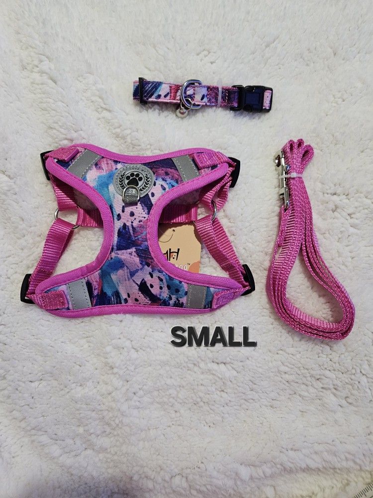 Dog Or Puppy Harness, Leash And Collar New Small