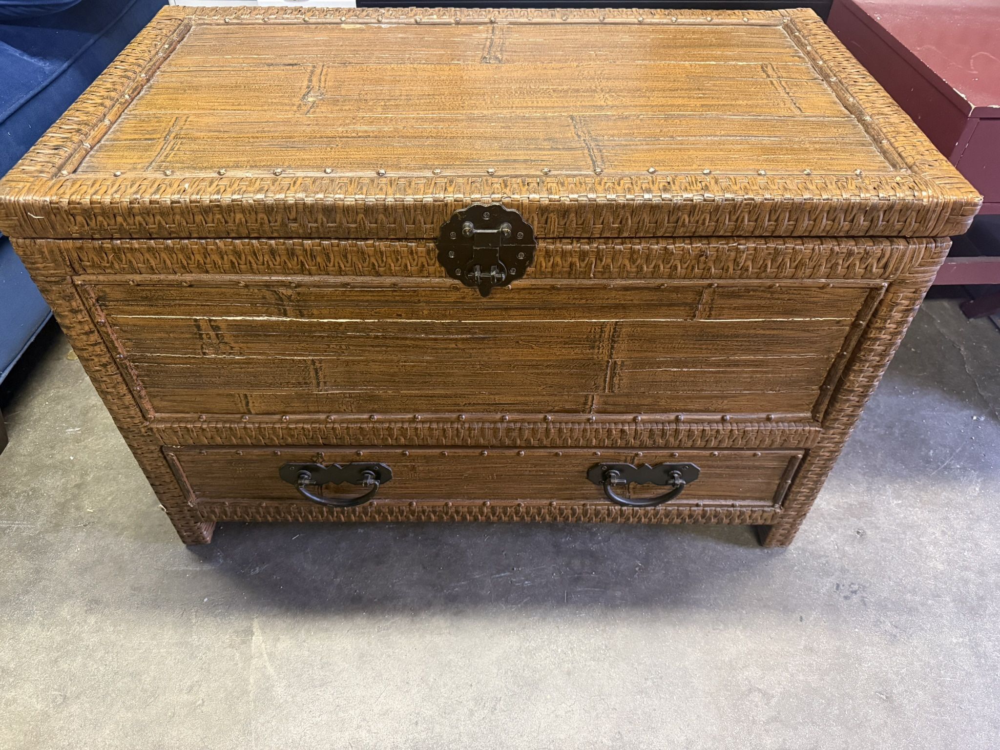 Pier 1 Imports Wood Wicker Rattan Chest 