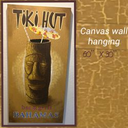 Tiki Hut Bar & Grill Bahamas Canvas Wall Hanging