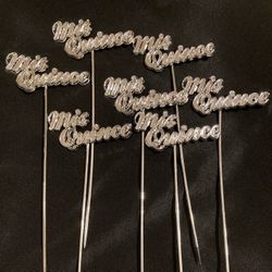 MIs Quince Silver Flower Picks Craft Cake Toppers 7 Pieces