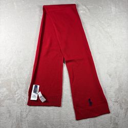 Polo Ralph Lauren Scarf Wool Size 8-20 Fall Red Pony Logo Knit NWT