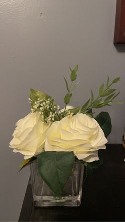 Faux White Rose Arrangement
