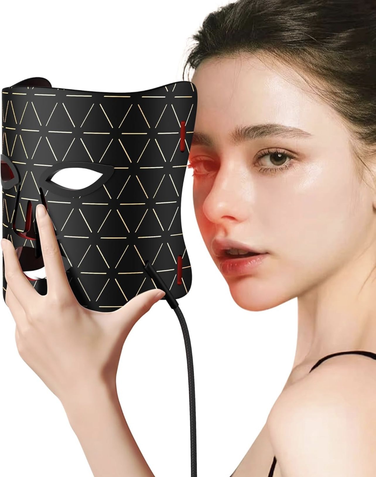 LED Light Therapy Face Mask, Red Light for Skin Rejuvenation, Blue for Relief